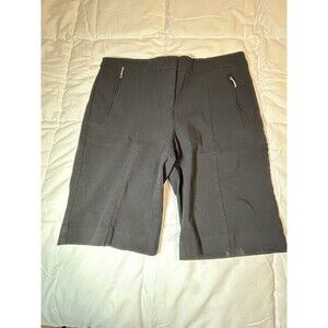 Izod Women's Sz 10 Black Golf Shorts Rayon Nylon Spandex Zip Pockets 10” Inseam
